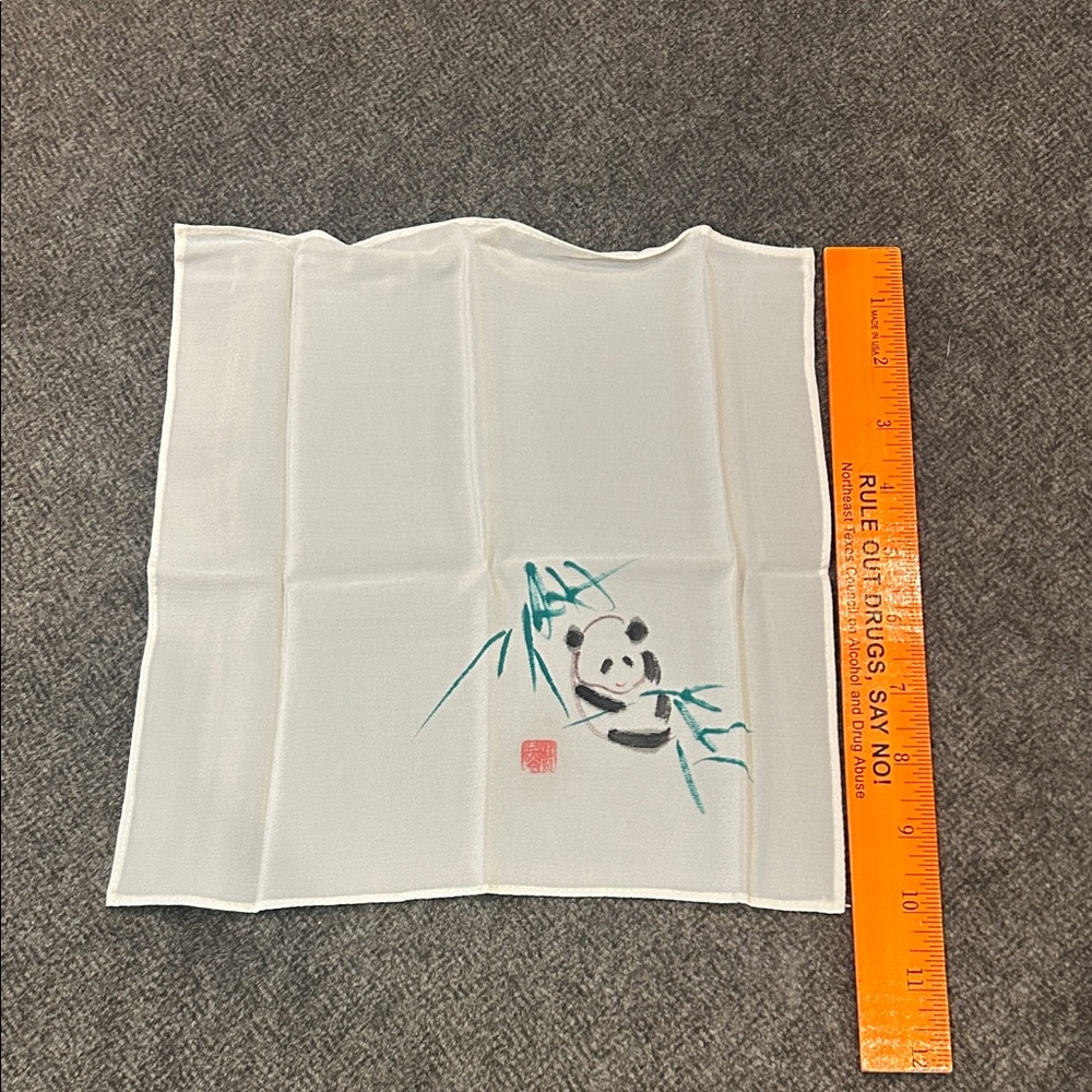 Vgt pure silk handkerchief Panda Print White - Picture 3 of 6